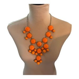 Orange Statement Bibb Necklace marked EL adjustable length.
